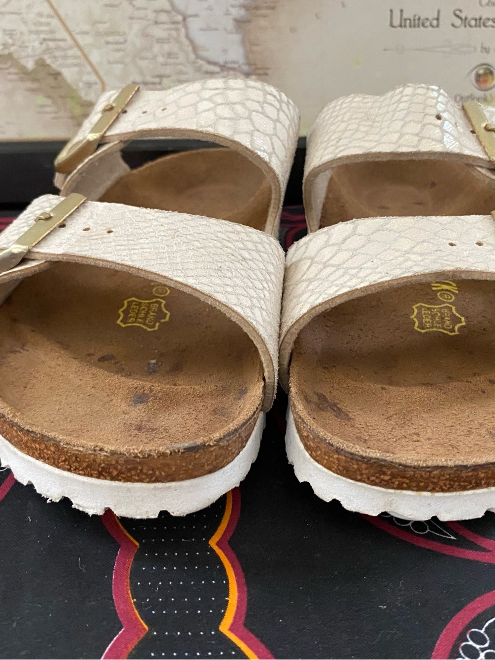 Pre-owned Birkenstock Arizona Sandal In Beige 37/6 Women’s - Picture 9 of 10